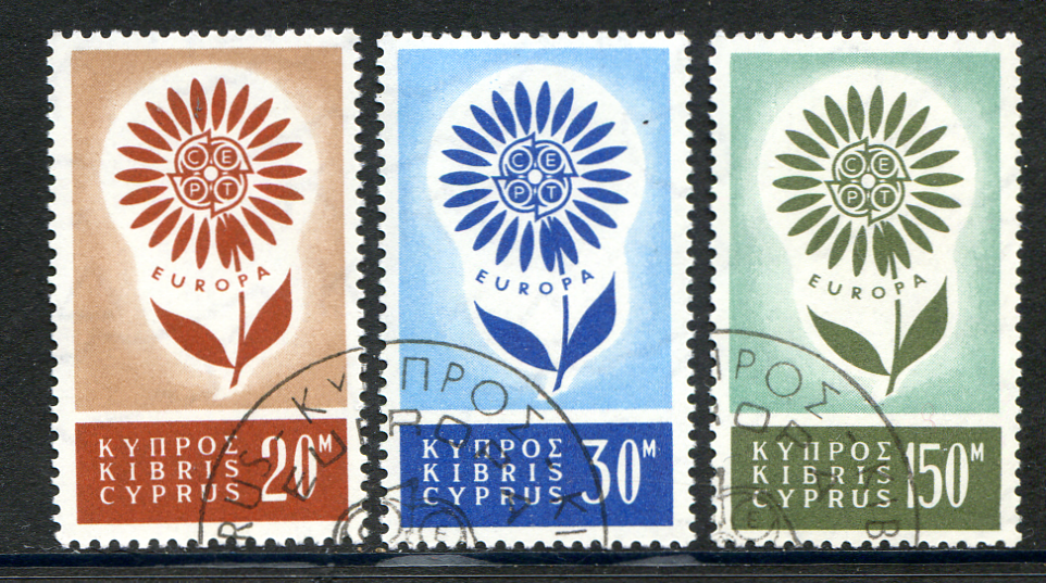 Afbeelding bij: Ver. Europa 1964 - Cyprus Gr. Mi 240-42 gebruikt (B)